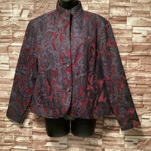 Coldwater creek Red and Blue Paisley Jacket petite Med